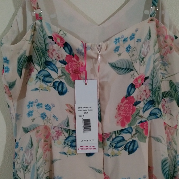 Parker Patterned Ruffled Hi-Lo Dress Mellow, Sz S - Picture 4 of 8